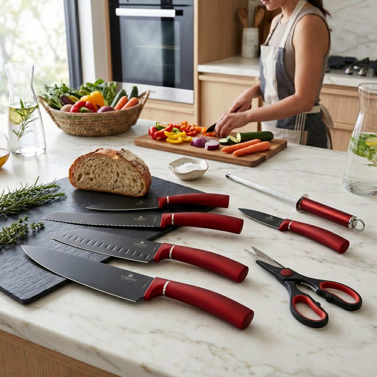 Berlinger Haus 8-Piece Stainless Steel Knife Set - Burgundy Metallic