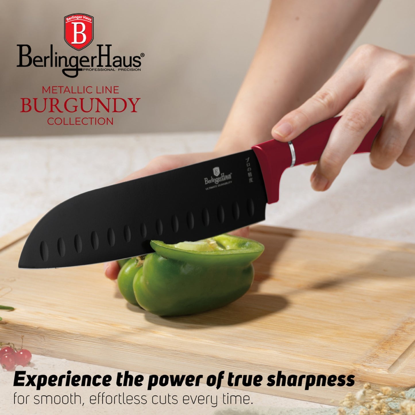 Berlinger Haus 8-Piece Stainless Steel Knife Set - Burgundy Metallic