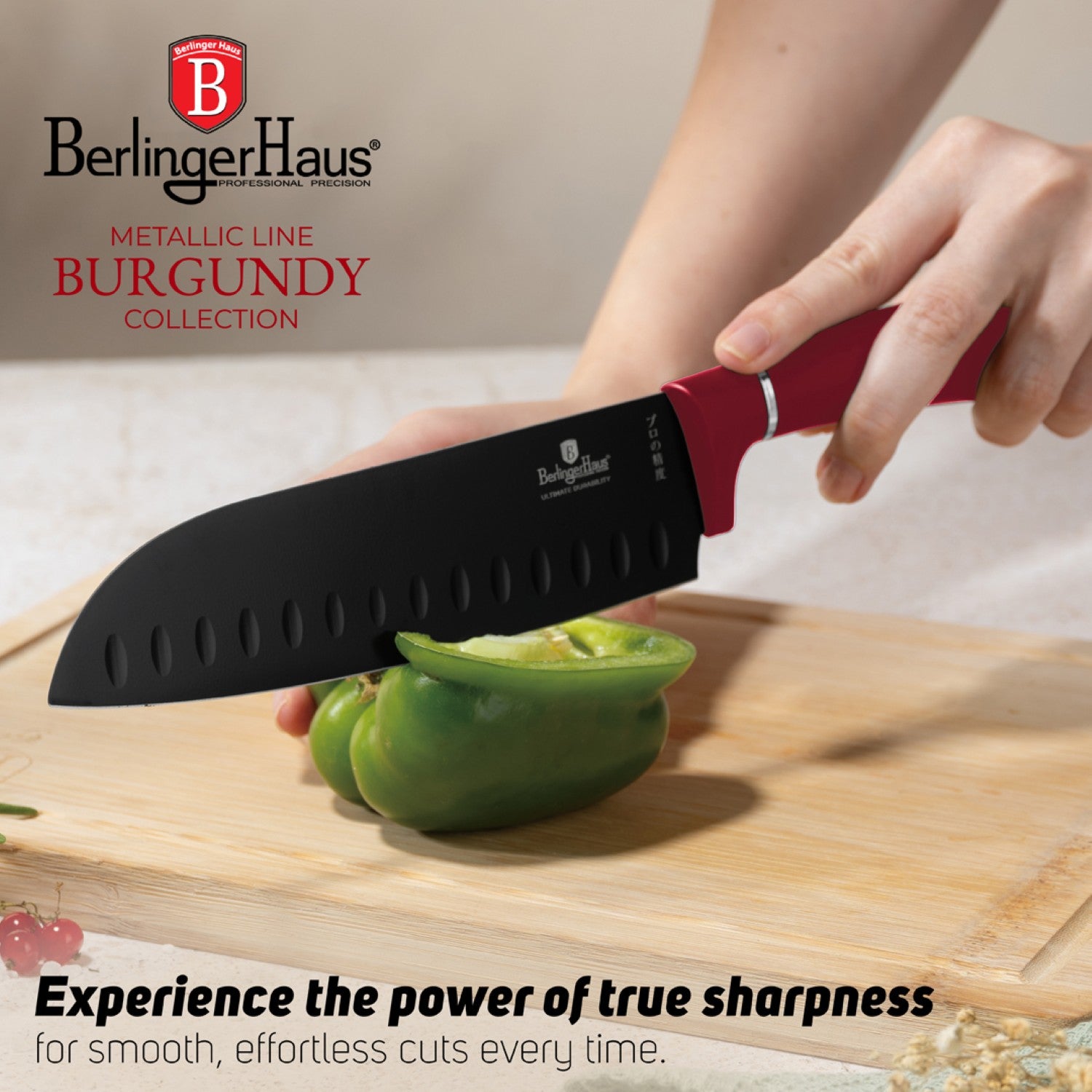 Berlinger Haus 8-Piece Stainless Steel Knife Set - Burgundy Metallic