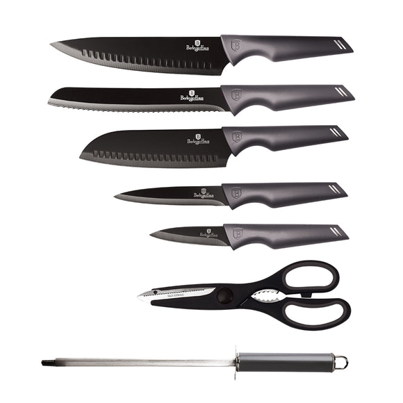 Berlinger Haus 8-Piece Non-Stick Knife Set with Acrylic Stand - Carbon Pro