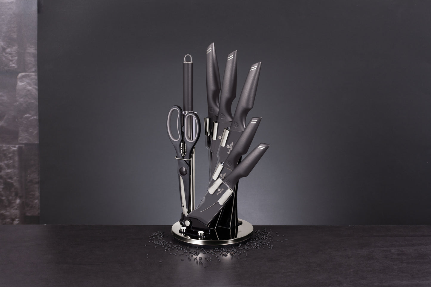 Berlinger Haus 8-Piece Non-Stick Knife Set with Acrylic Stand - Carbon Pro
