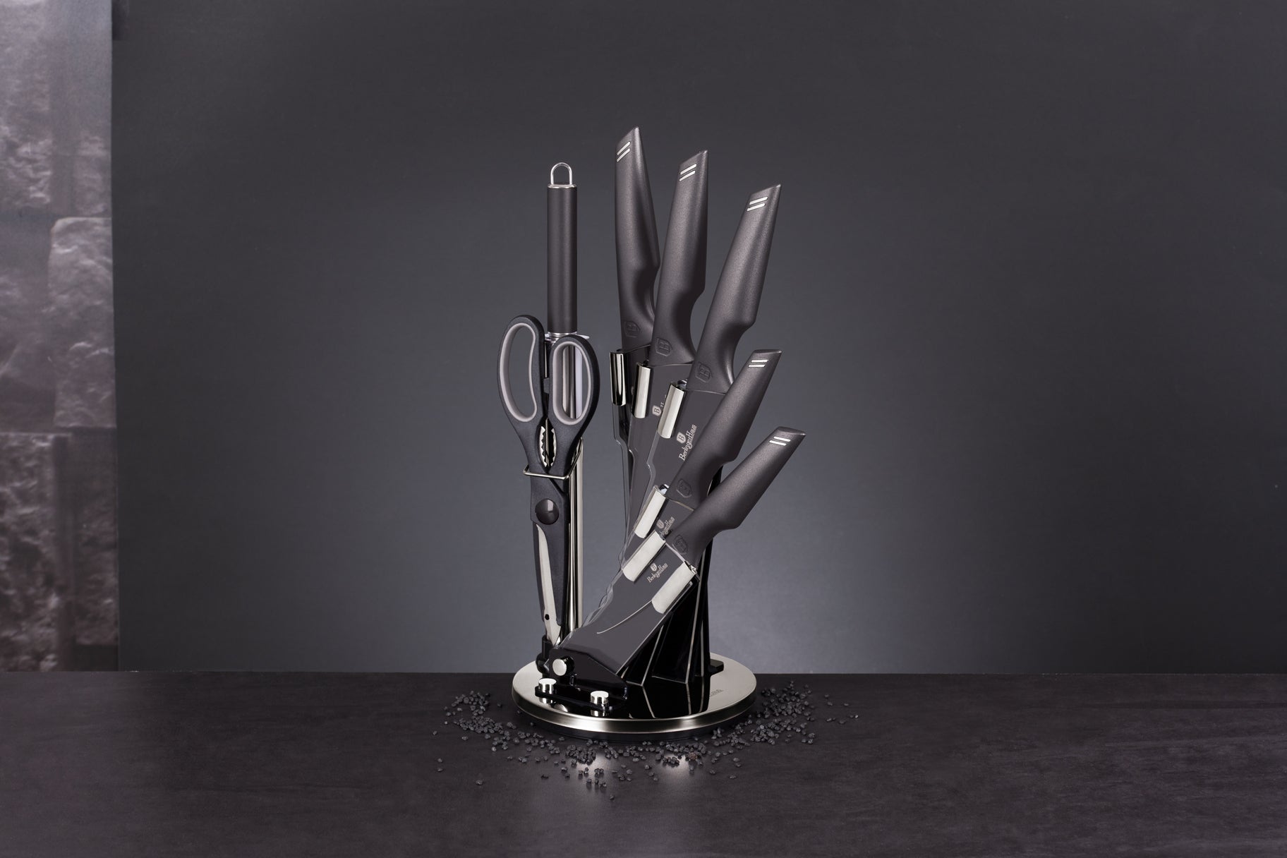 Berlinger Haus 8-Piece Non-Stick Knife Set with Acrylic Stand - Carbon Pro