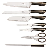 Berlinger Haus 8 Piece Stainless Steel Knife Set with Stand - Shiny Black Edition