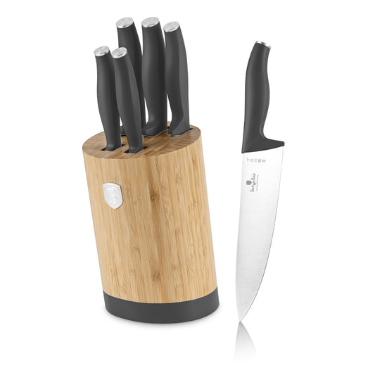 Berlinger Haus 6-Piece Knife Set with Bamboo Stand – Anthracite