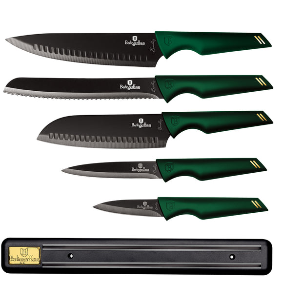 Berlinger Haus 6-Piece Knife Set with Magnetic Hanger - Emerald