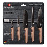 Berlinger Haus 6-Piece Knife Set with Magnetic Hanger - Rose Gold