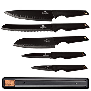 Berlinger Haus 6-Piece Knife Set with Magnetic Hanger - Black Rose