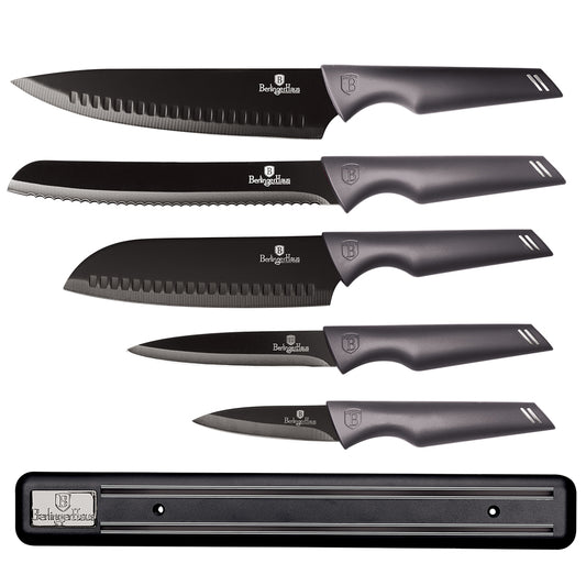 Berlinger Haus 6-Piece Non-Stick Knife Set with Magnetic Hanger Carbon Pro