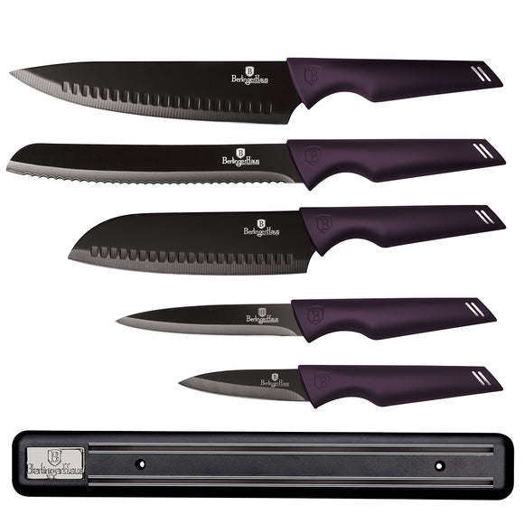 Berlinger Haus 6-Piece Knife Set with Magnetic Hanger - Purple