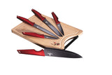 Berlinger Haus 6-Piece Knife Set with Bamboo Cutting Board - Burgundy Metallic