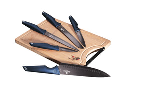 Berlinger Haus 6-Piece Knife Set with Bamboo Cutting Board - Aquamarine