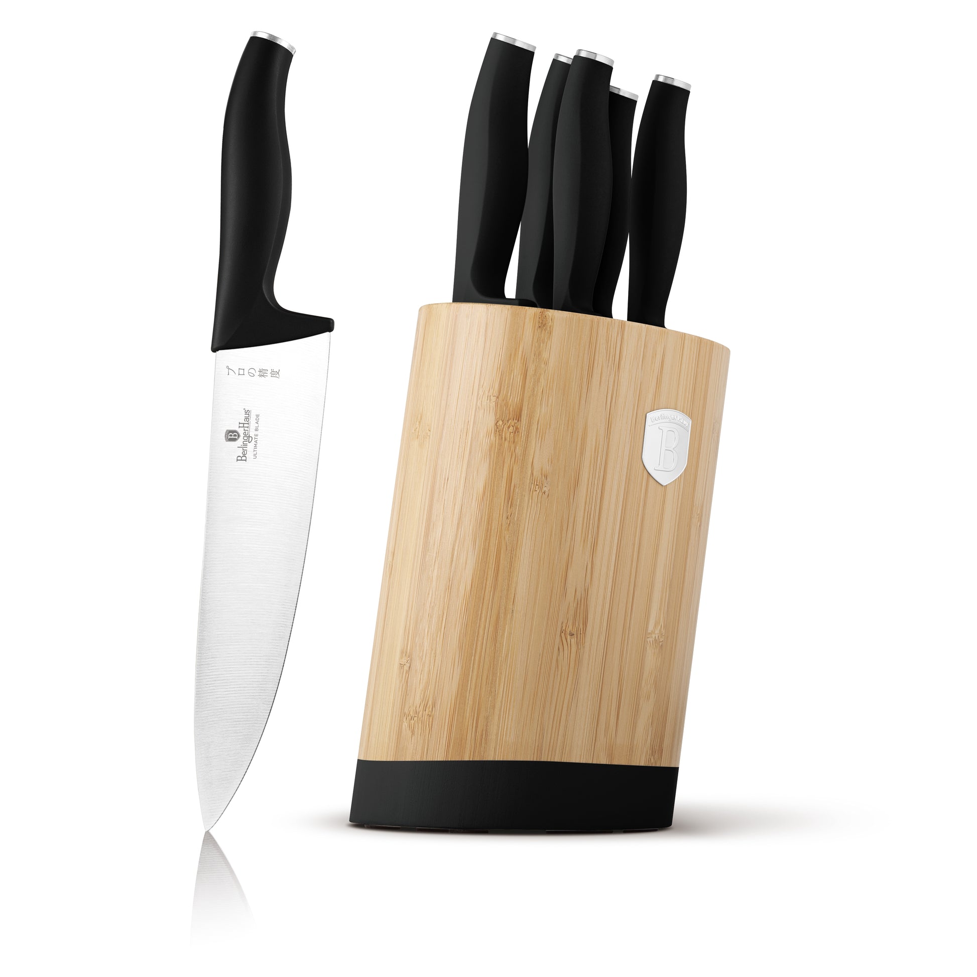 Berlinger Haus 6-Piece Knife Set with Bamboo Stand – Matt Black