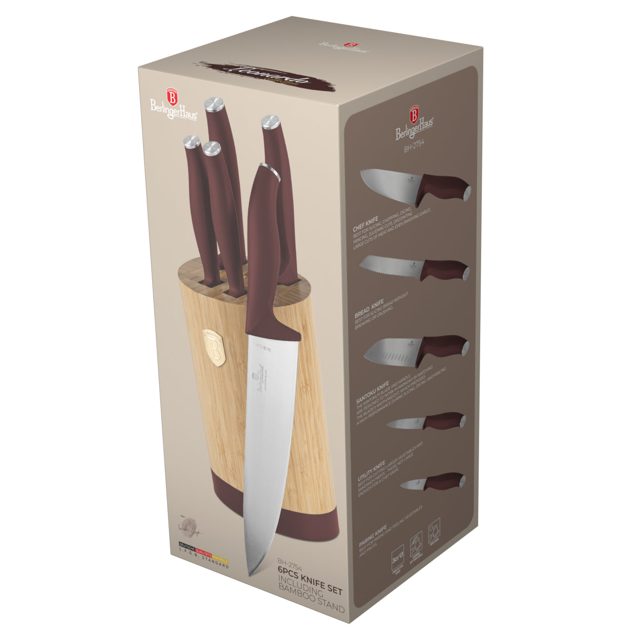 Berlinger Haus 6-Piece Knife Set with Bamboo Stand – Leonardo