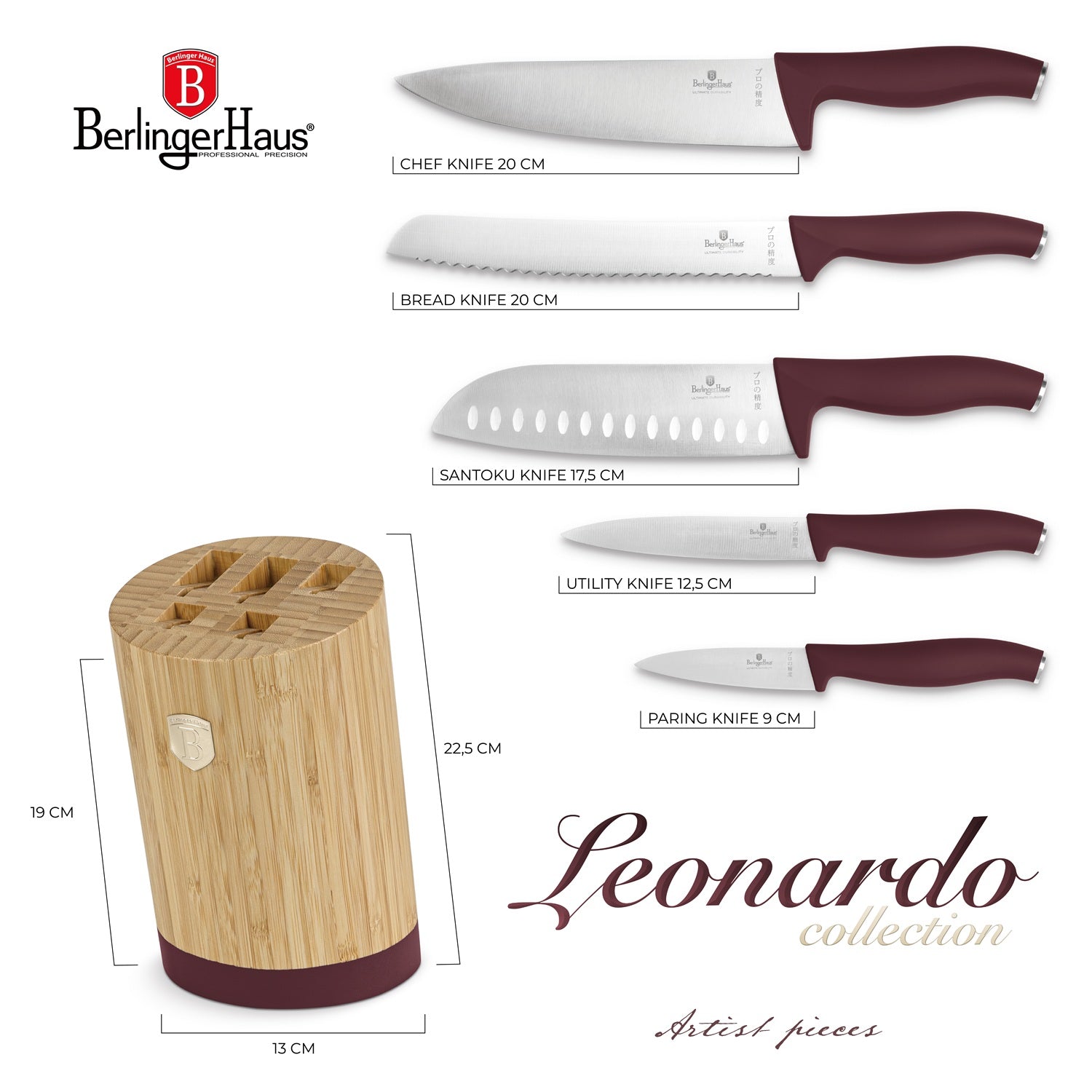 Berlinger Haus 6-Piece Knife Set with Bamboo Stand – Leonardo