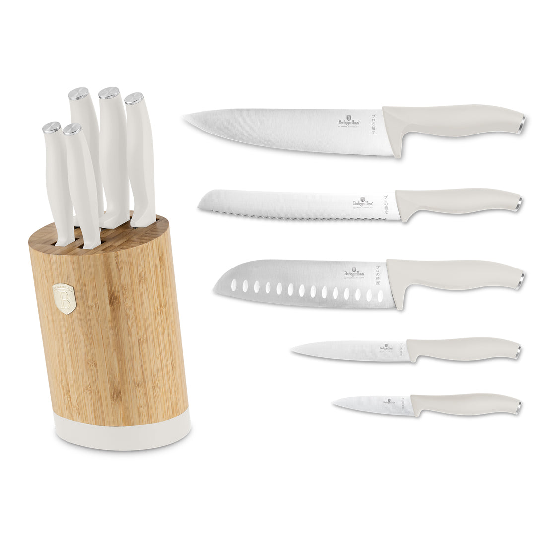 Berlinger Haus 6-Piece Stainless Steel Knife Set with Bamboo Stand – Sahara