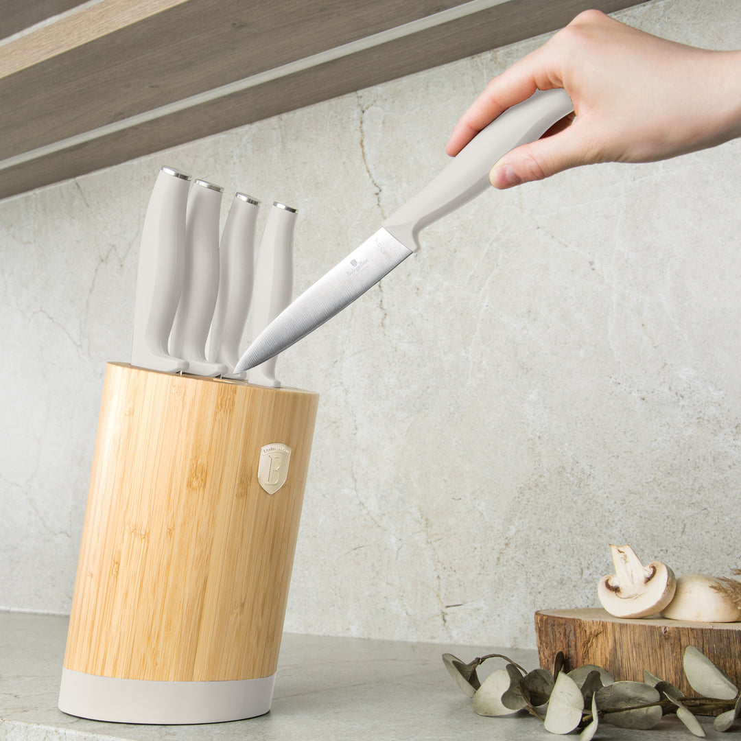 Berlinger Haus 6-Piece Stainless Steel Knife Set with Bamboo Stand – Sahara
