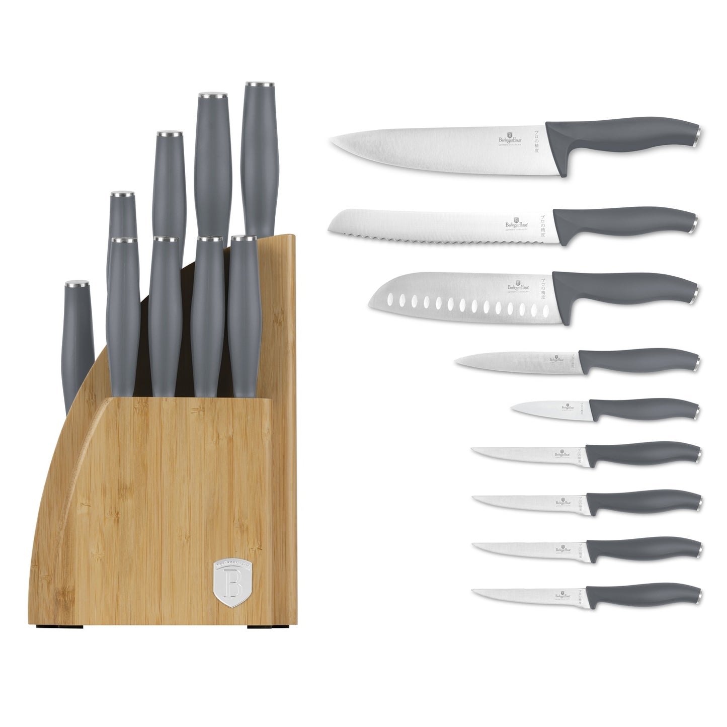 Berlinger Haus 10-Piece Stainless Steel Knife Set with Bamboo Stand – Aspen