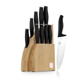 Berlinger Haus 10-Piece Knife Set with Bamboo Stand – Black Rose