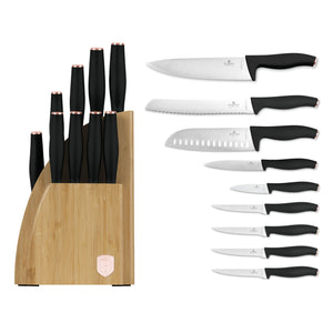 Berlinger Haus 10-Piece Knife Set with Bamboo Stand – Black Rose