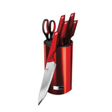 Berlinger Haus 7-Piece Non-Stick Knife Set with Stand - Burgundy Metallic