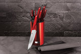 Berlinger Haus 7-Piece Non-Stick Knife Set with Stand - Burgundy Metallic