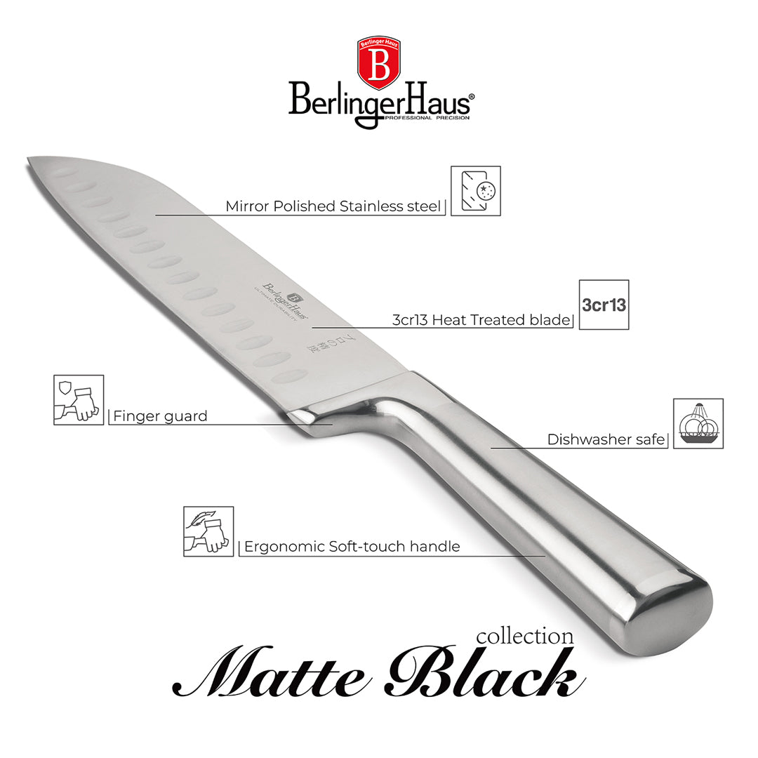 Berlinger Haus 8-Piece Stainless Steel Knife Set with Acrylic Stand – Silver