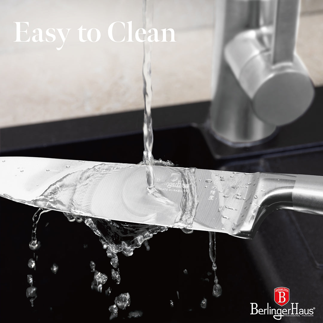 Berlinger Haus 8-Piece Stainless Steel Knife Set with Acrylic Stand – Silver