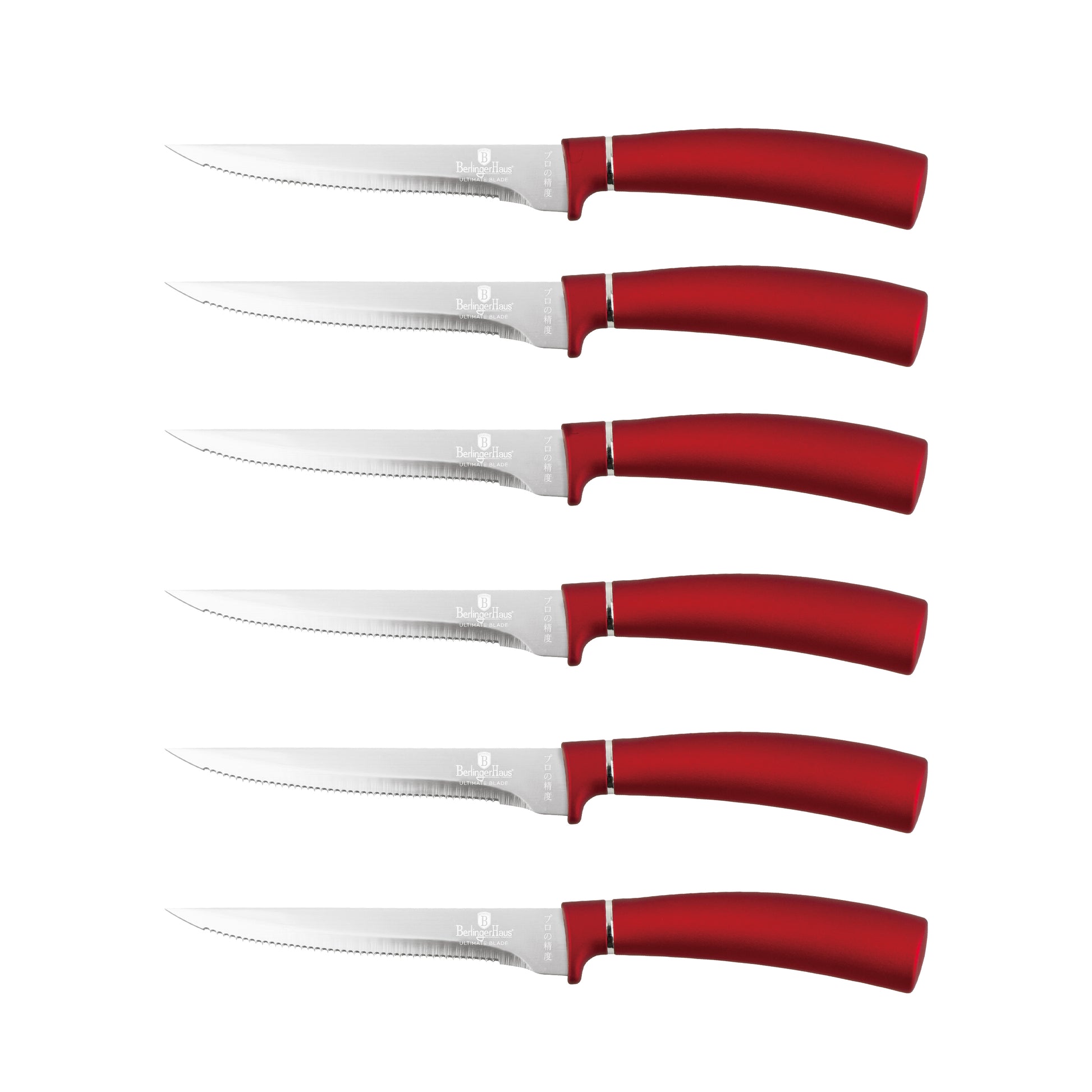 Berlinger Haus 6-Piece Steak Knife Set – Burgundy Metallic
