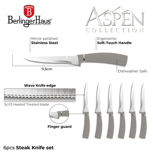 Berlinger Haus 6-Piece Steak Knife Set – Aspen