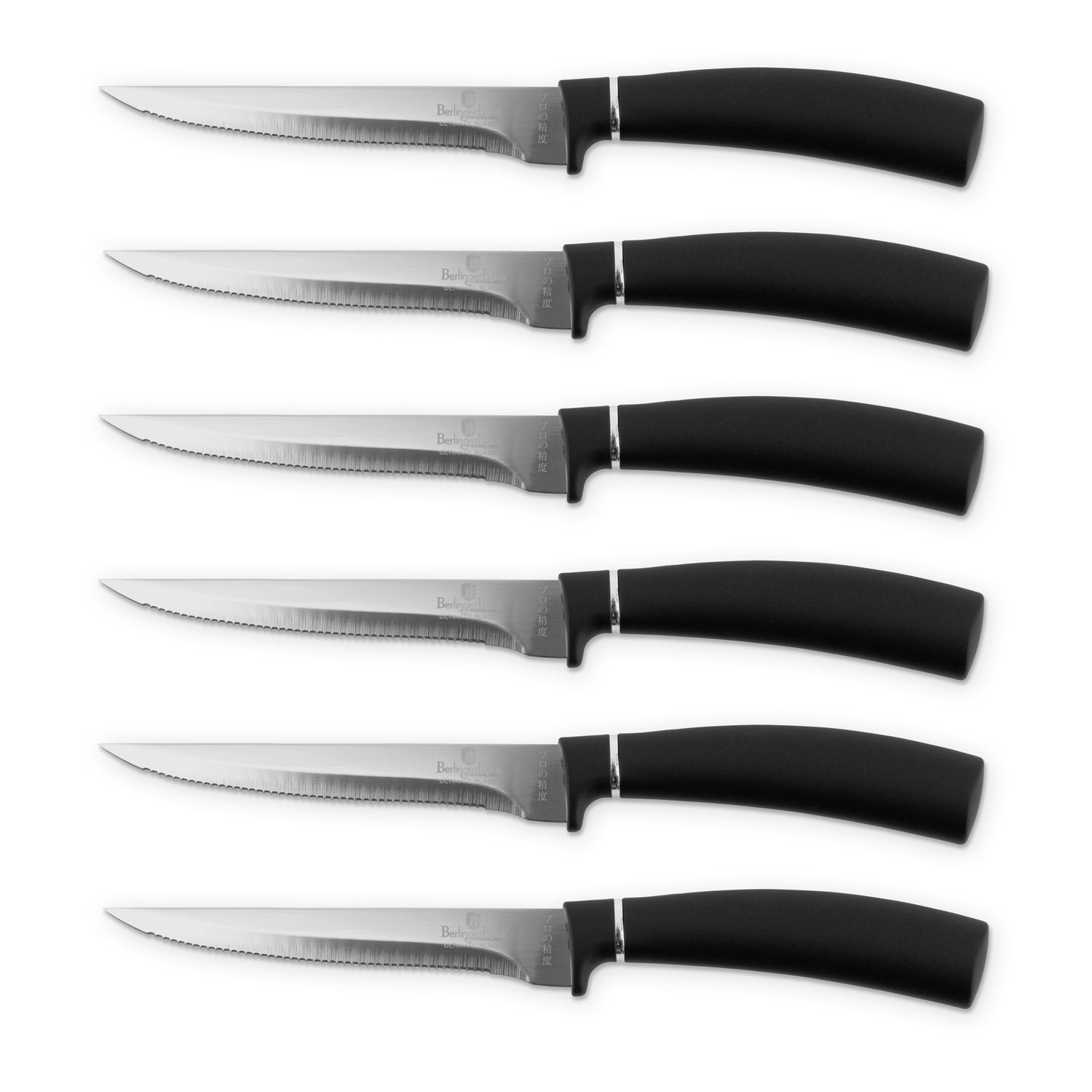 Berlinger Haus 6-Piece Steak Knife Set – Black Silver