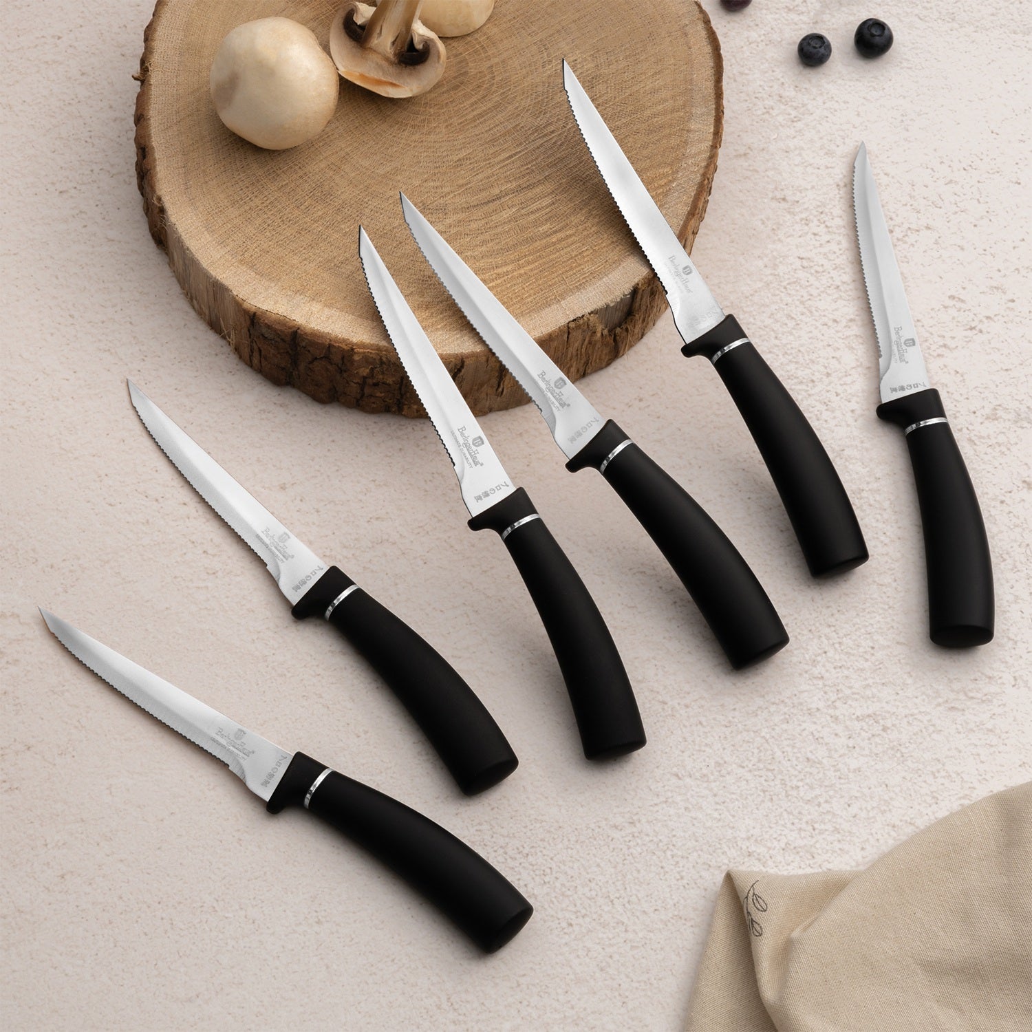 Berlinger Haus 6-Piece Steak Knife Set – Black Silver