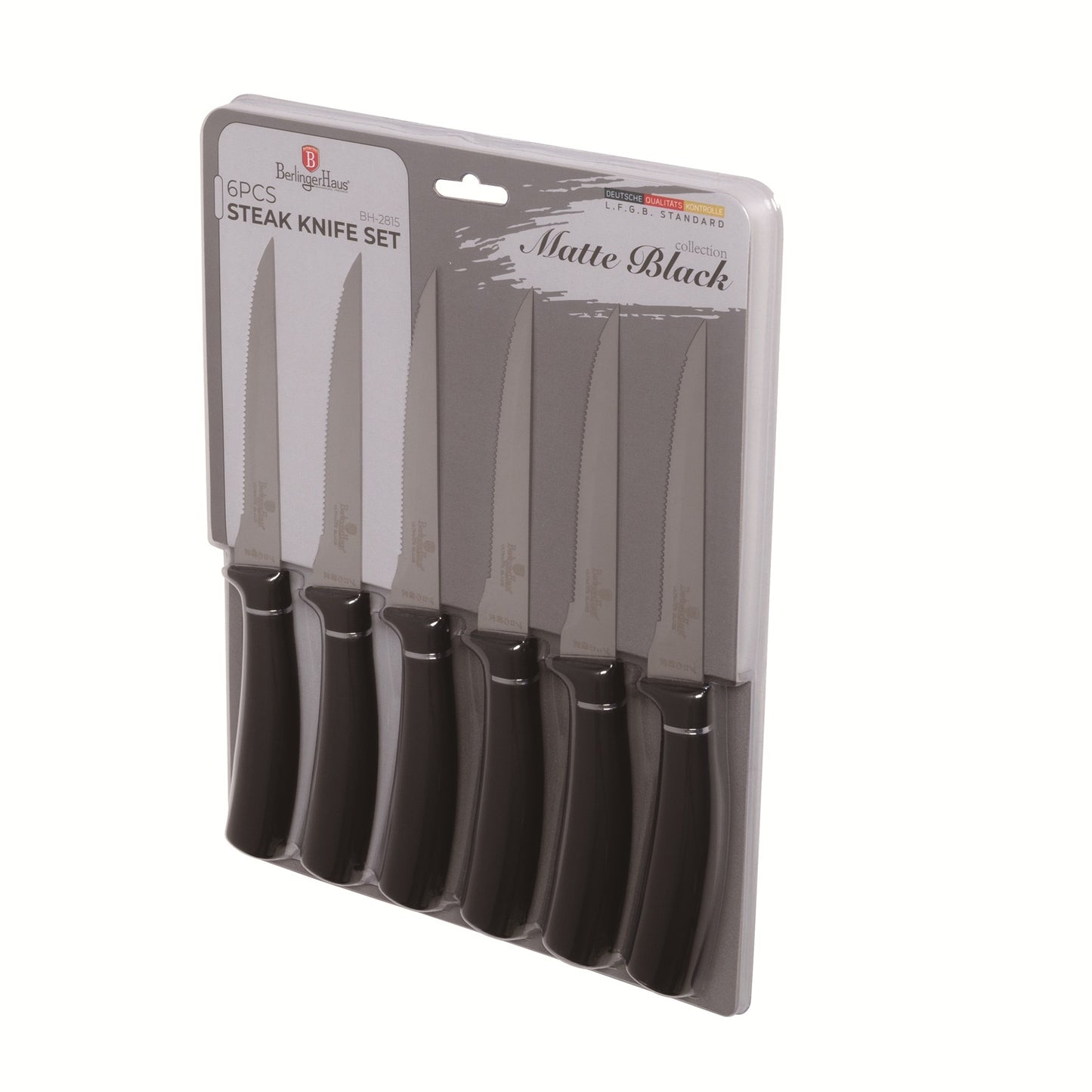Berlinger Haus 6-Piece Steak Knife Set – Black Silver