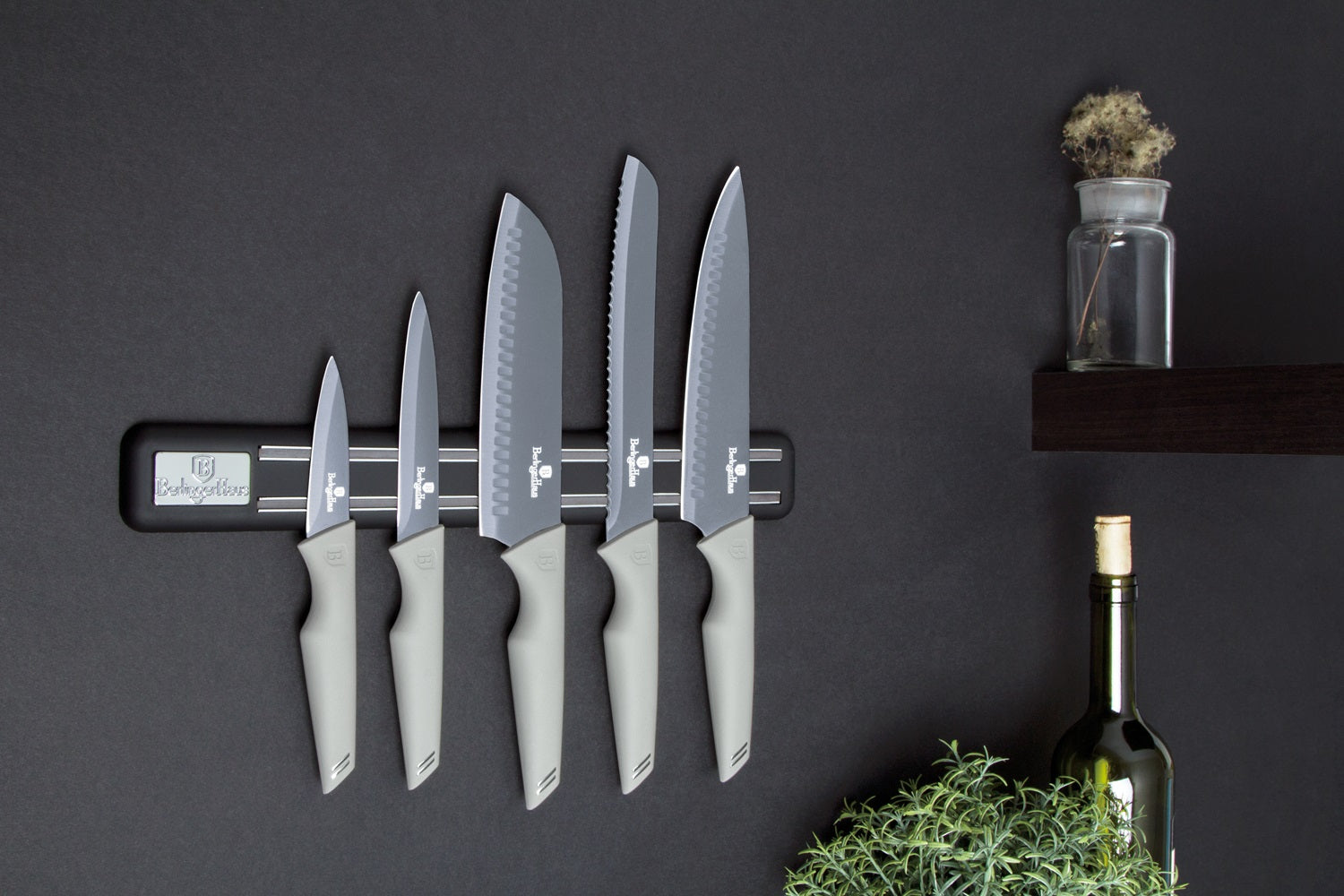 Berlinger Haus 6-Piece Knife Set with Magnetic Hanger - Aspen Collection