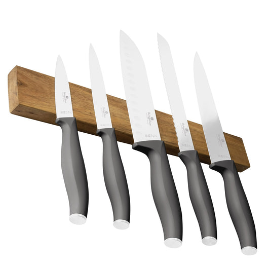 Berlinger Haus 6-Piece Knife Set with Acacia Wood Magnetic Hanger – Anthracite