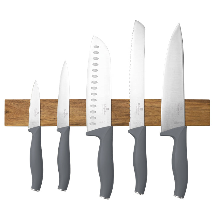 Berlinger Haus 6-Piece Stainless Steel Knife Set with Magnetic Hanger – Aspen