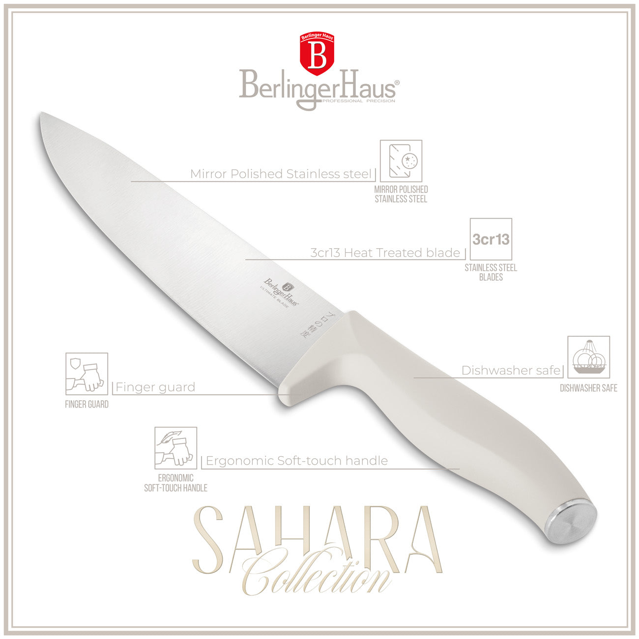 Berlinger Haus 6-Piece Stainless Steel Knife Set with Bamboo Stand – Sahara