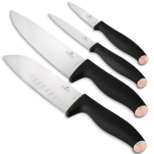 Berlinger Haus 4-Piece Stainless Steel Knife Set – Black Rose