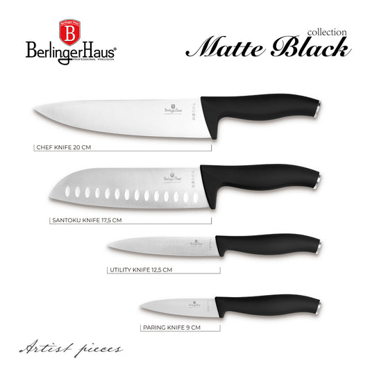 Berlinger Haus 4-Piece Stainless Steel Knife Set - Black Vintage