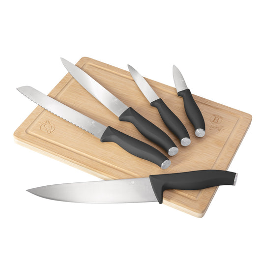 Berlinger Haus 6-Piece Knife Set with Bamboo Cutting Board – Anthracite