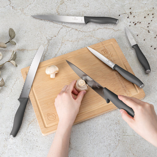 Berlinger Haus 6-Piece Knife Set with Bamboo Cutting Board – Anthracite
