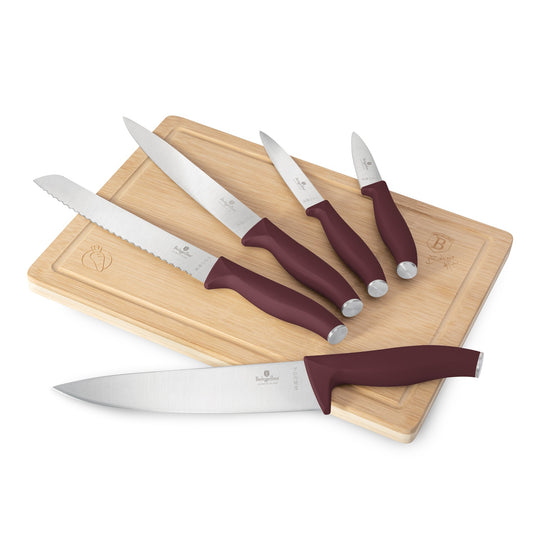 Berlinger Haus 6-Piece Stainless Steel Knife Set with Bamboo Cutting Board – Leonardo