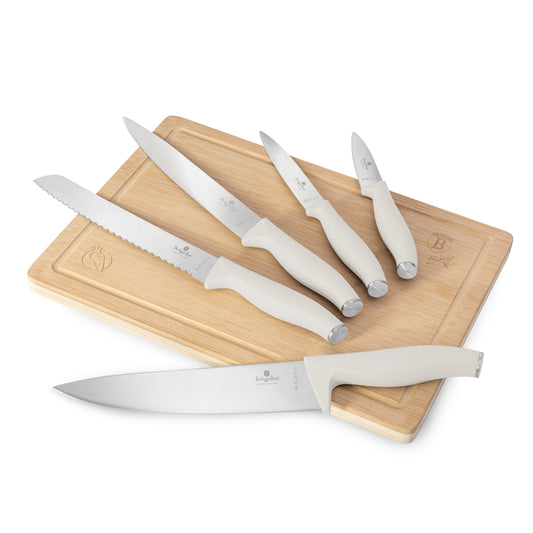 Berlinger Haus 6-Piece Stainless Steel Knife Set with Bamboo Cutting Board - Sahara