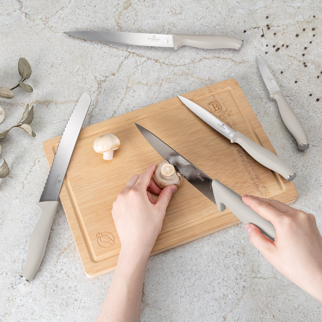 Berlinger Haus 6-Piece Stainless Steel Knife Set with Bamboo Cutting Board - Sahara