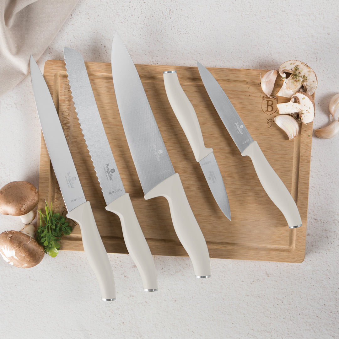 Berlinger Haus 6-Piece Stainless Steel Knife Set with Bamboo Cutting Board - Sahara