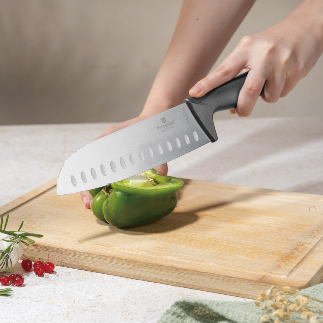 Berlinger Haus 6-Piece Stainless Steel Knife Set with Bamboo Stand – Anthracite