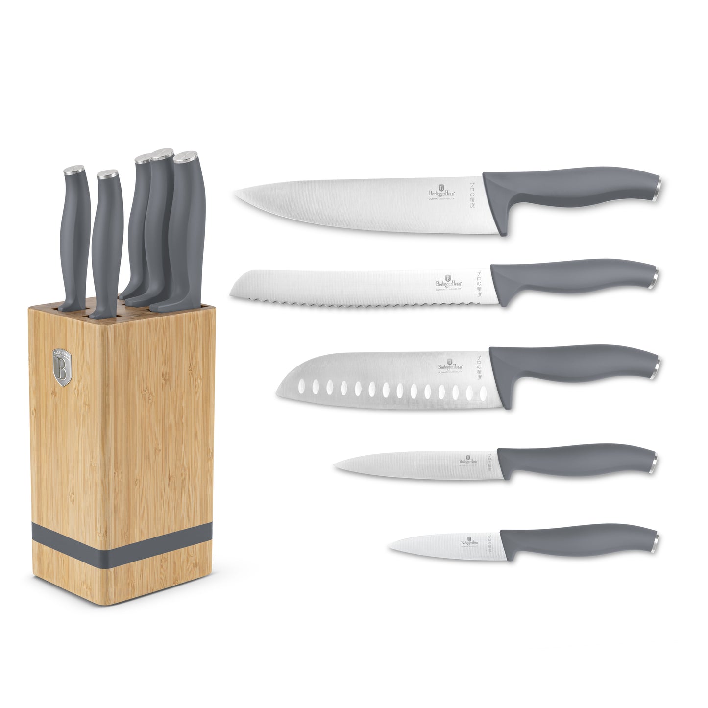 Berlinger Haus 6-Piece Stainless Steel Knife Set with Bamboo Stand – Aspen