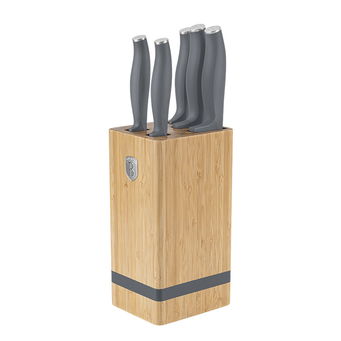 Berlinger Haus 6-Piece Stainless Steel Knife Set with Bamboo Stand – Aspen
