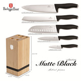 Berlinger Haus 6-Piece Knife Set with Bamboo Stand – Matt Black