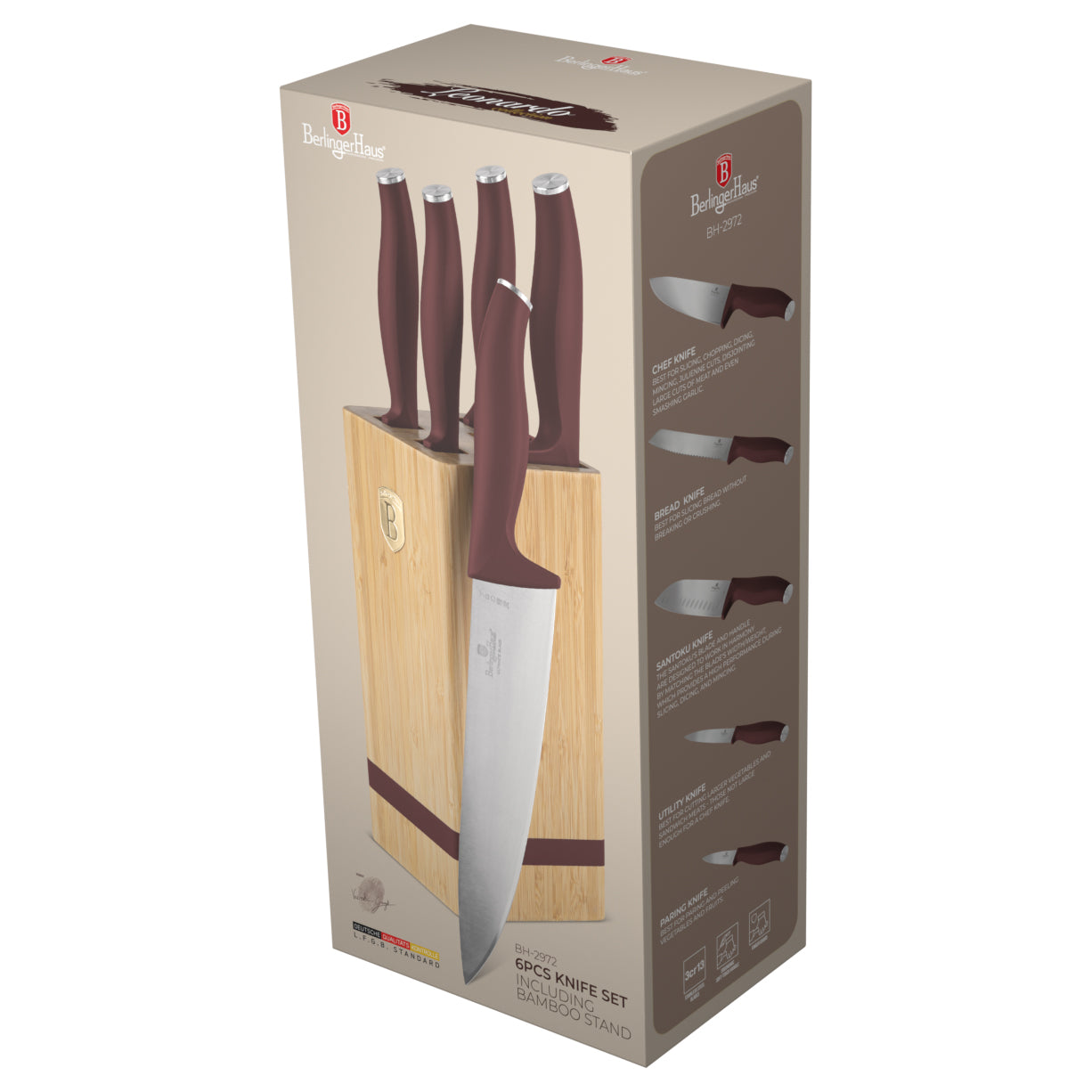 Berlinger Haus 6-Piece Stainless Steel Knife Set with Bamboo Stand – Leonardo