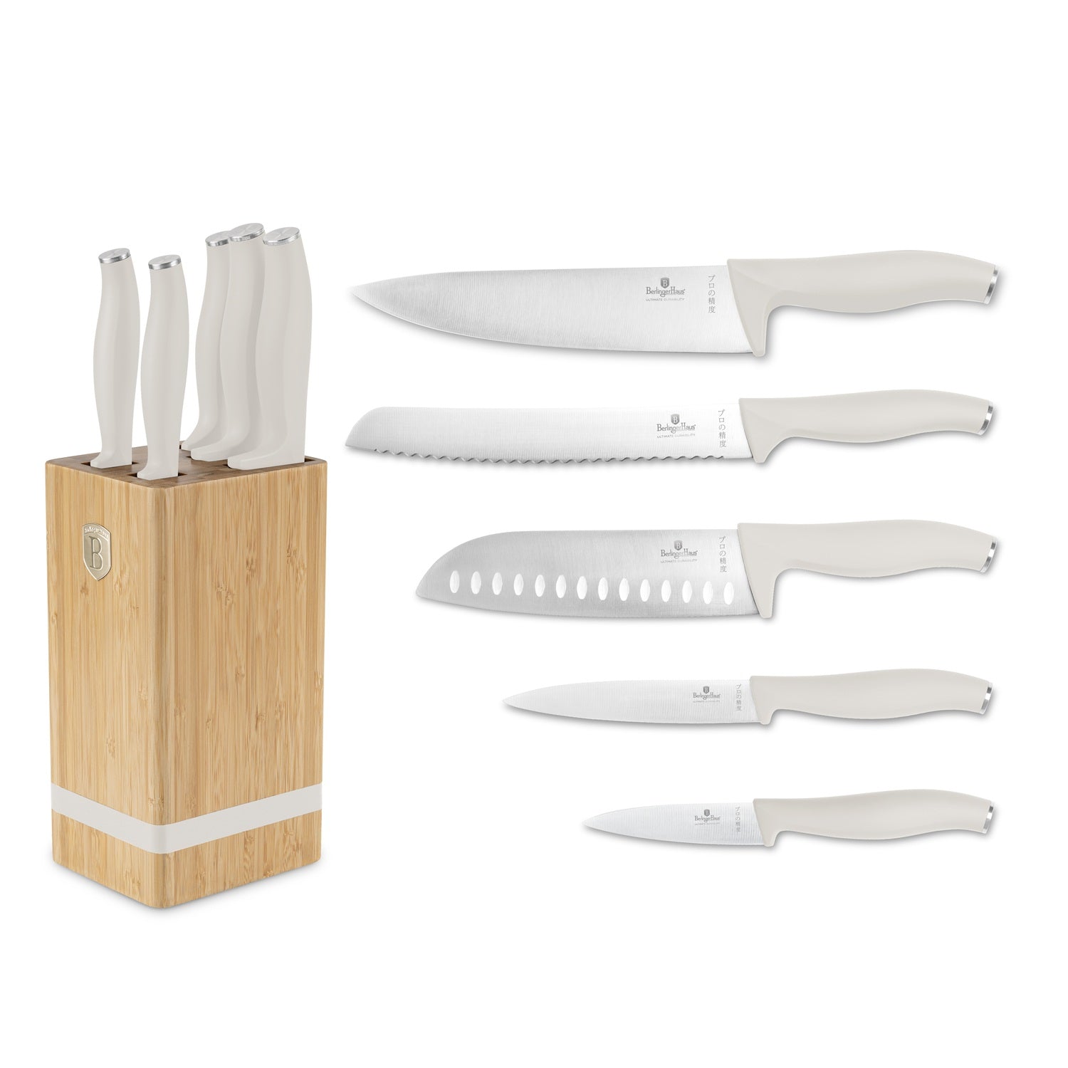 Berlinger Haus 6-Piece Stainless Steel Knife Set with Bamboo Stand – Sahara